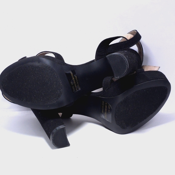 Merona Lulu Women’s Black Heels Platfoform Size 6.5 Open Toe Ankle Strap Suede - Picture 8 of 8